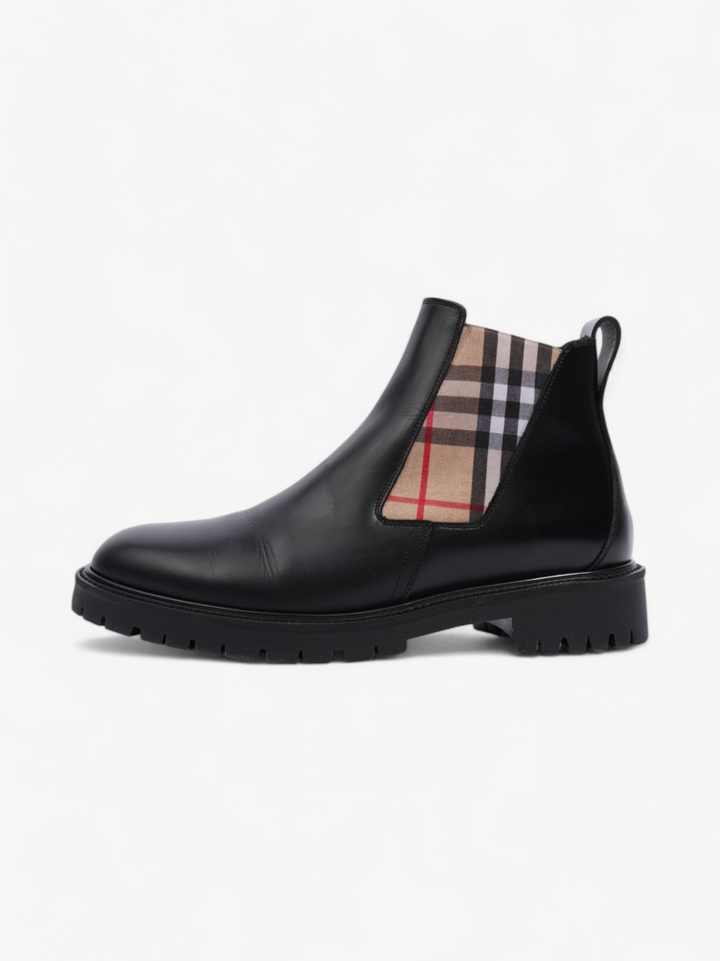 Burberry Allostock Chelsea Boots Black / Beige Checkered Leather EU 41.5 UK 8.5