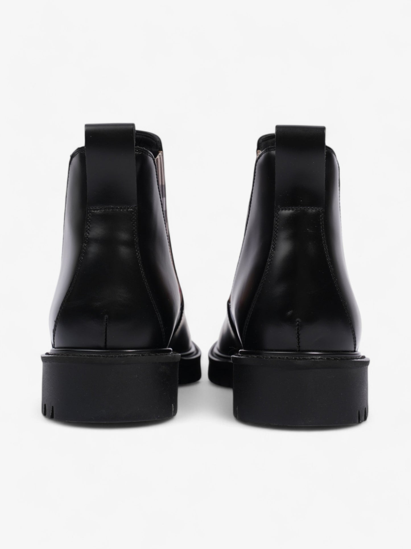 Burberry Allostock Chelsea Boots Black / Beige Checkered Leather EU 41.5 UK 8.5