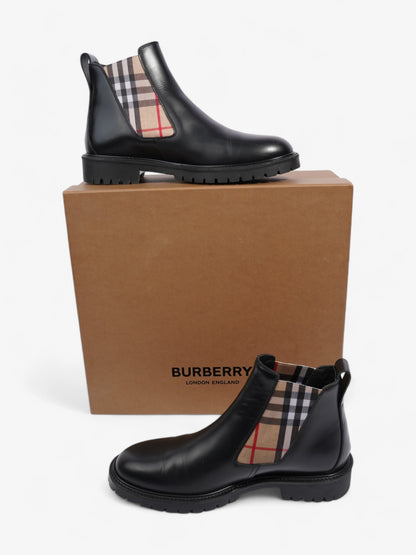 Burberry Allostock Chelsea Boots Black / Beige Checkered Leather EU 41.5 UK 8.5