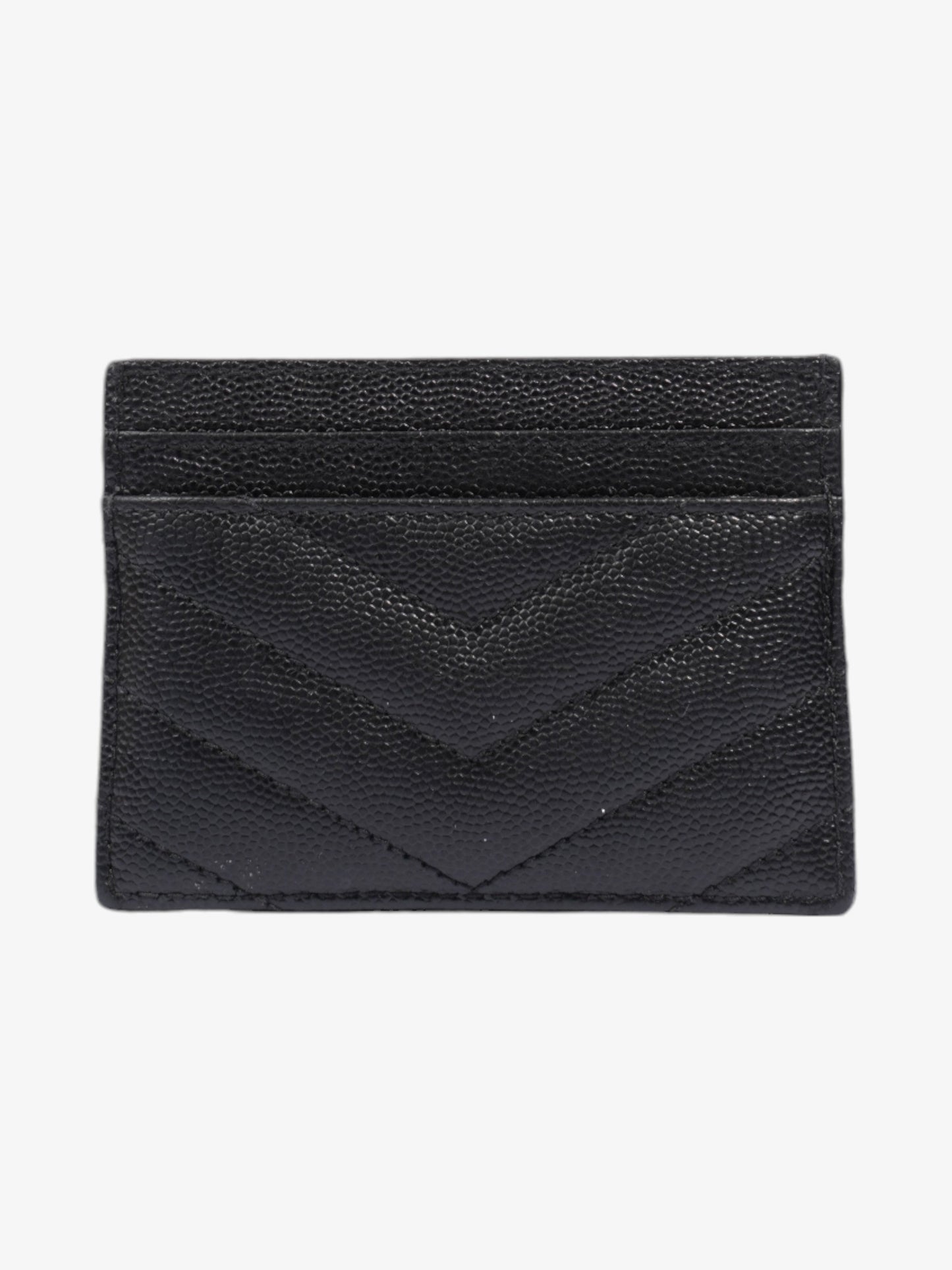 Saint Laurent Monogram Card Holder Black / Gold Grained Leather