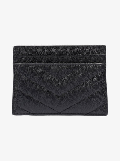 Saint Laurent Monogram Card Holder Black / Gold Grained Leather