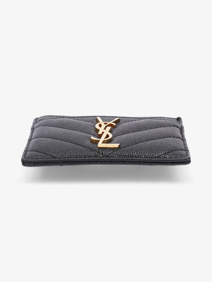 Saint Laurent Monogram Card Holder Black / Gold Grained Leather