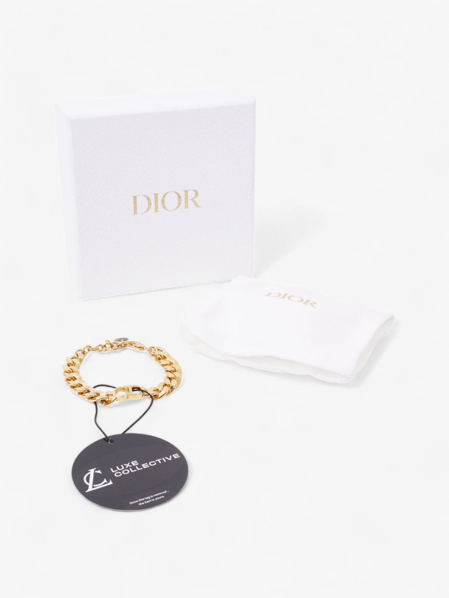 Christian Dior CD Chain Bracelet Gold Base Metal