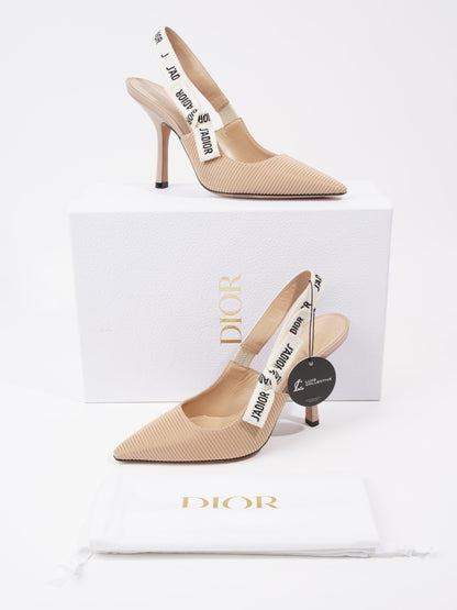 Christian Dior J'Adior Heel 100 Nude Cotton EU 38 UK 5