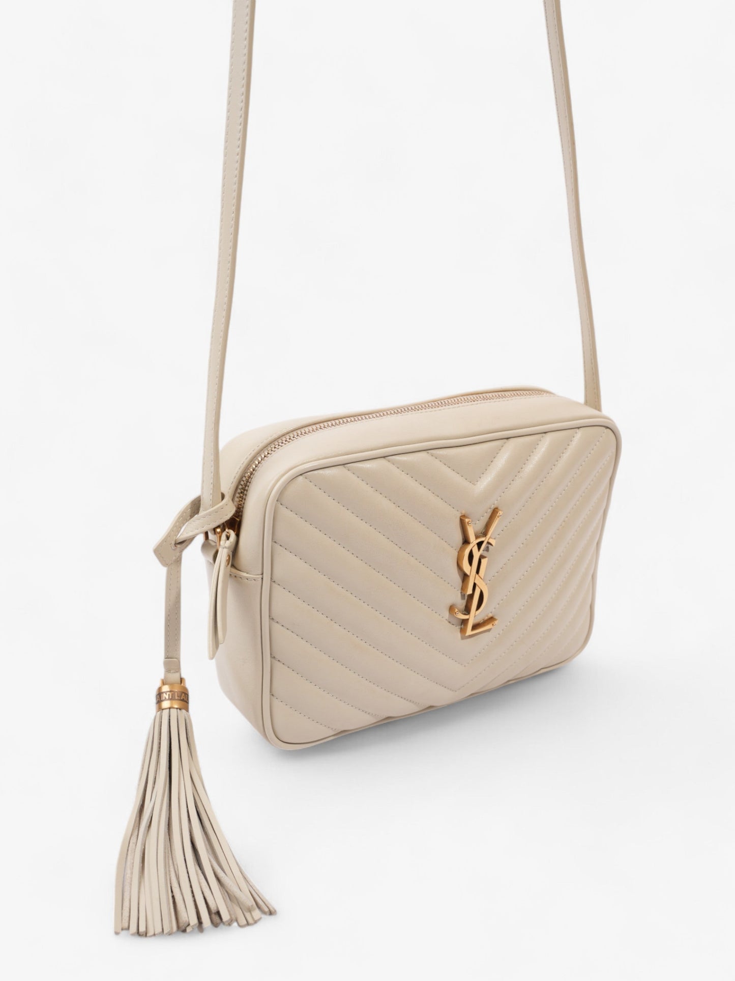 Saint Laurent Lou Camera Bag Cream Matelasse Leather Medium