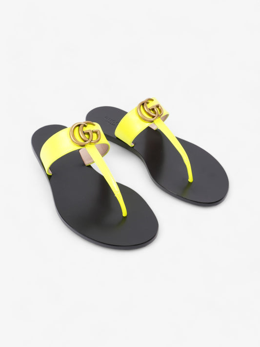 Gucci Thong Sandals with Double G Fluorescent Yellow  Leather EU 38.5 UK 5.5
