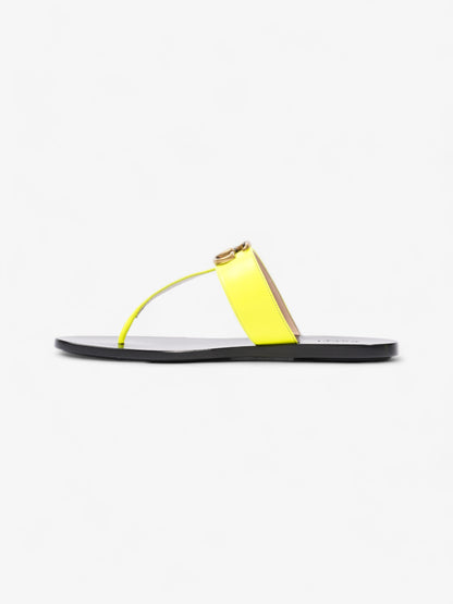 Gucci Thong Sandals with Double G Fluorescent Yellow  Leather EU 38.5 UK 5.5