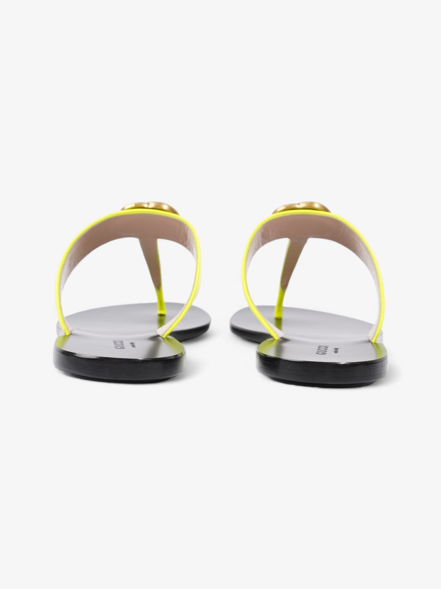 Gucci Thong Sandals with Double G Fluorescent Yellow  Leather EU 38.5 UK 5.5