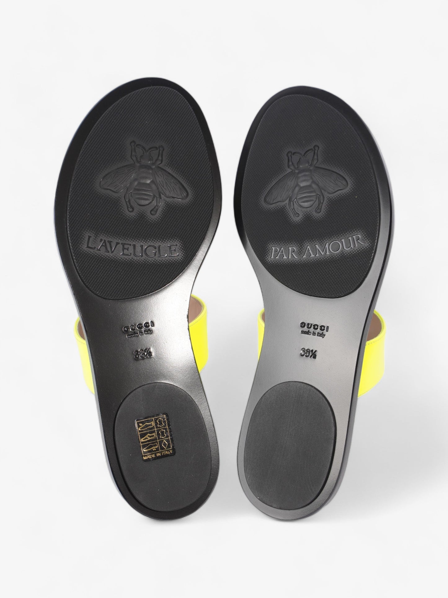 Gucci Thong Sandals with Double G Fluorescent Yellow  Leather EU 38.5 UK 5.5