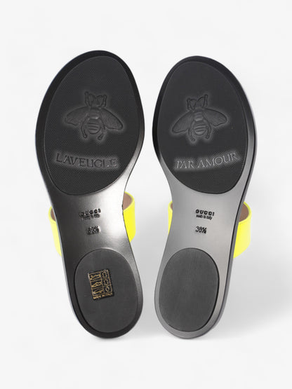 Gucci Thong Sandals with Double G Fluorescent Yellow  Leather EU 38.5 UK 5.5