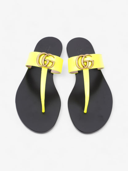 Gucci Thong Sandals with Double G Fluorescent Yellow  Leather EU 38.5 UK 5.5