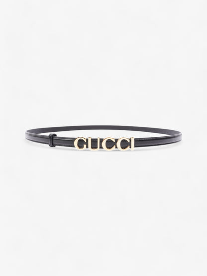 Gucci Buckle Thin Belt Black / Gold Leather 105cm / 42"