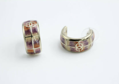 Chanel 16C Metal Purple Gradient Curved Stud Earrings