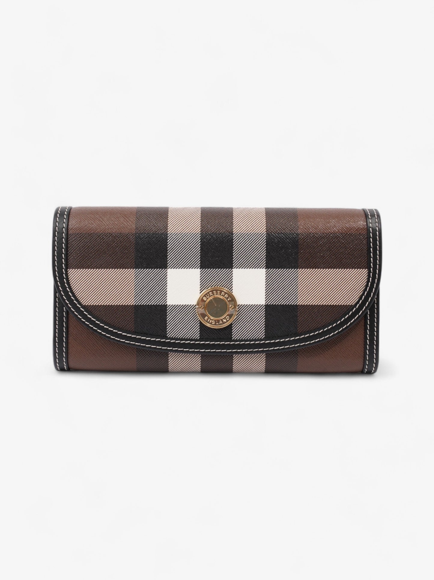Burberry Continental Wallet Dark Birch Brown Polyurethane