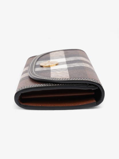 Burberry Continental Wallet Dark Birch Brown Polyurethane