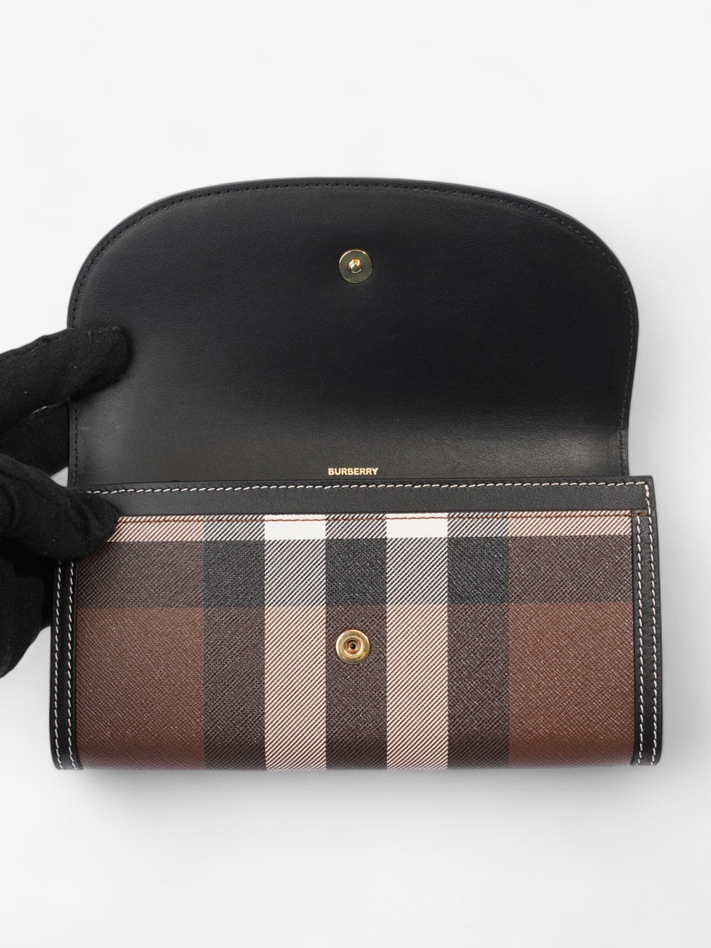 Burberry Continental Wallet Dark Birch Brown Polyurethane