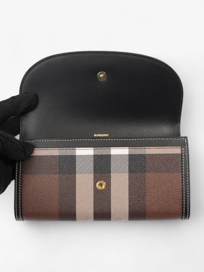 Burberry Continental Wallet Dark Birch Brown Polyurethane
