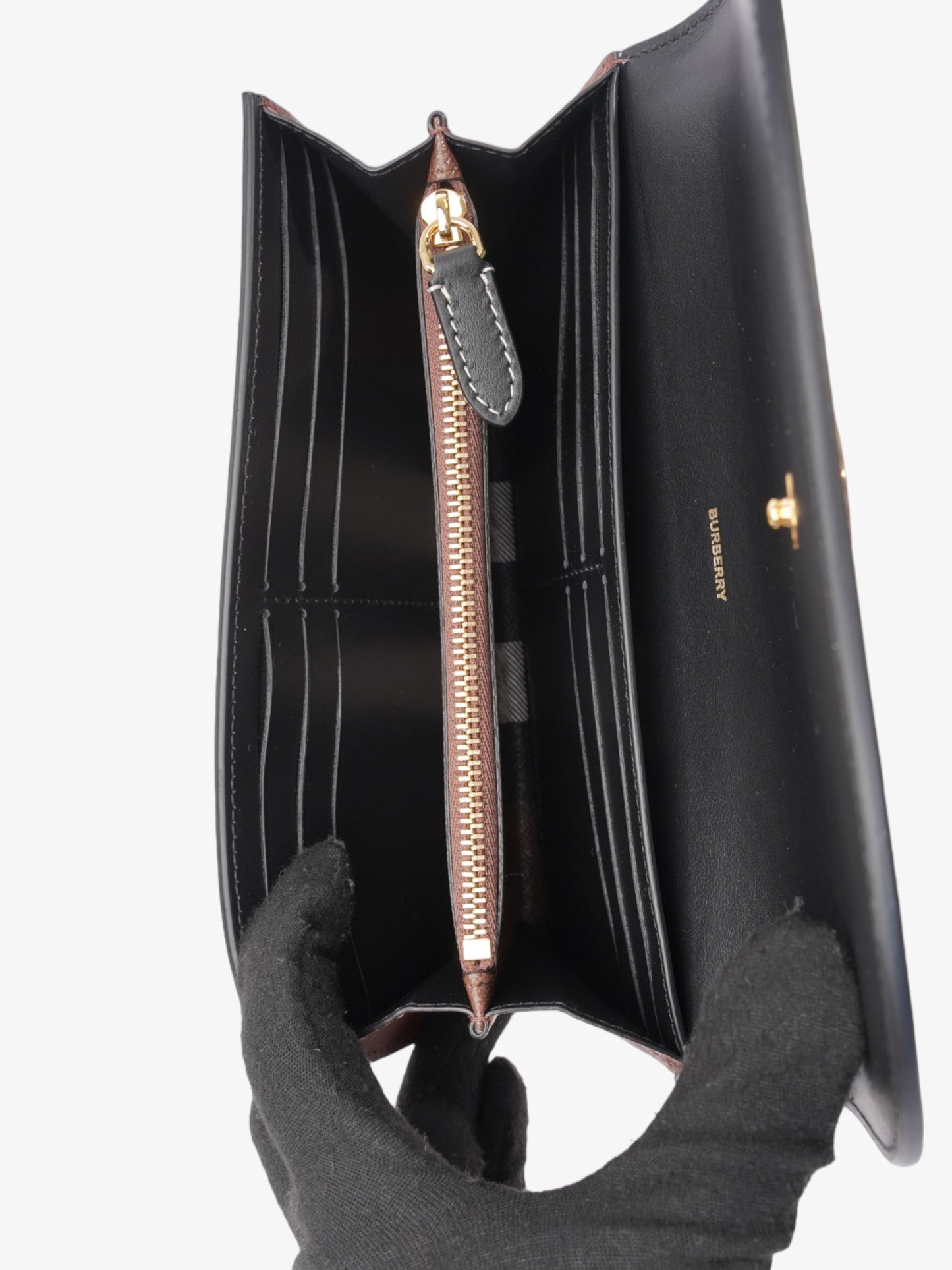 Burberry Continental Wallet Dark Birch Brown Polyurethane
