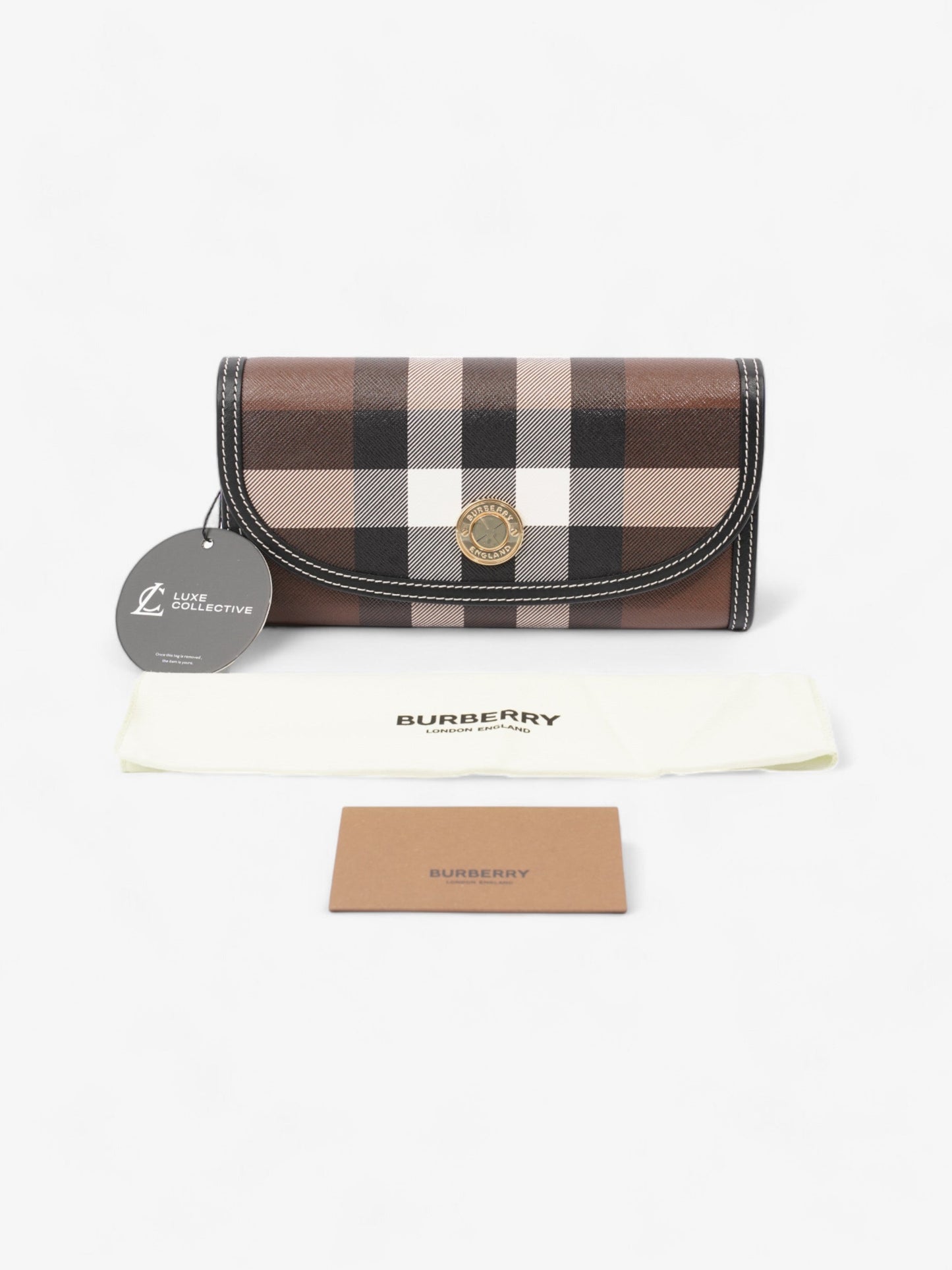 Burberry Continental Wallet Dark Birch Brown Polyurethane