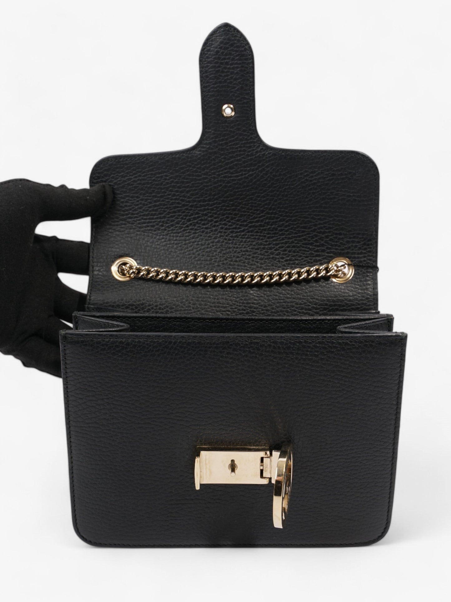 Gucci Dollar Interlocking G Black Calfskin Leather Small