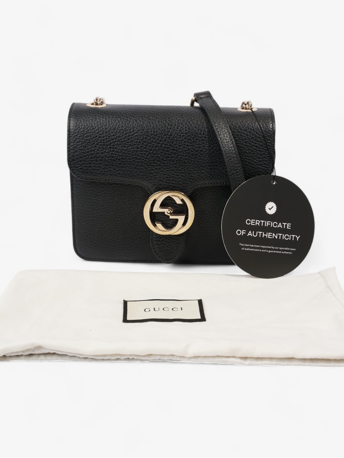Gucci Dollar Interlocking G Black Calfskin Leather Small