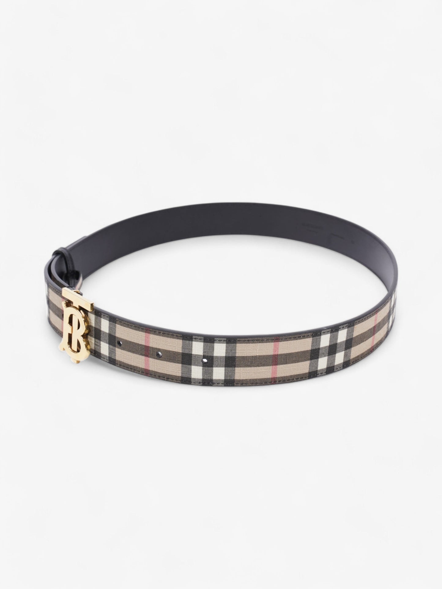 Burberry TB Belt Vintage Check / Light Gold Canvas Medium - 104cm