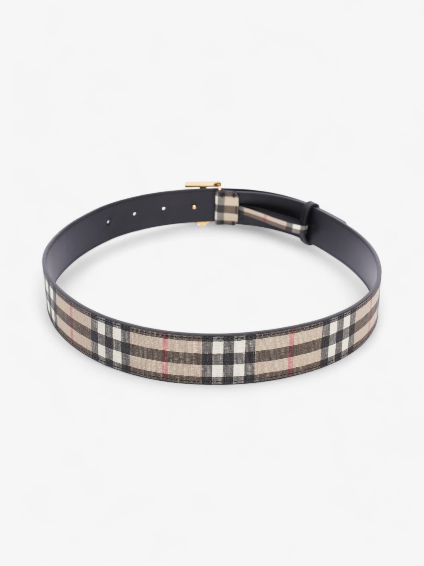 Burberry TB Belt Vintage Check / Light Gold Canvas Medium - 104cm