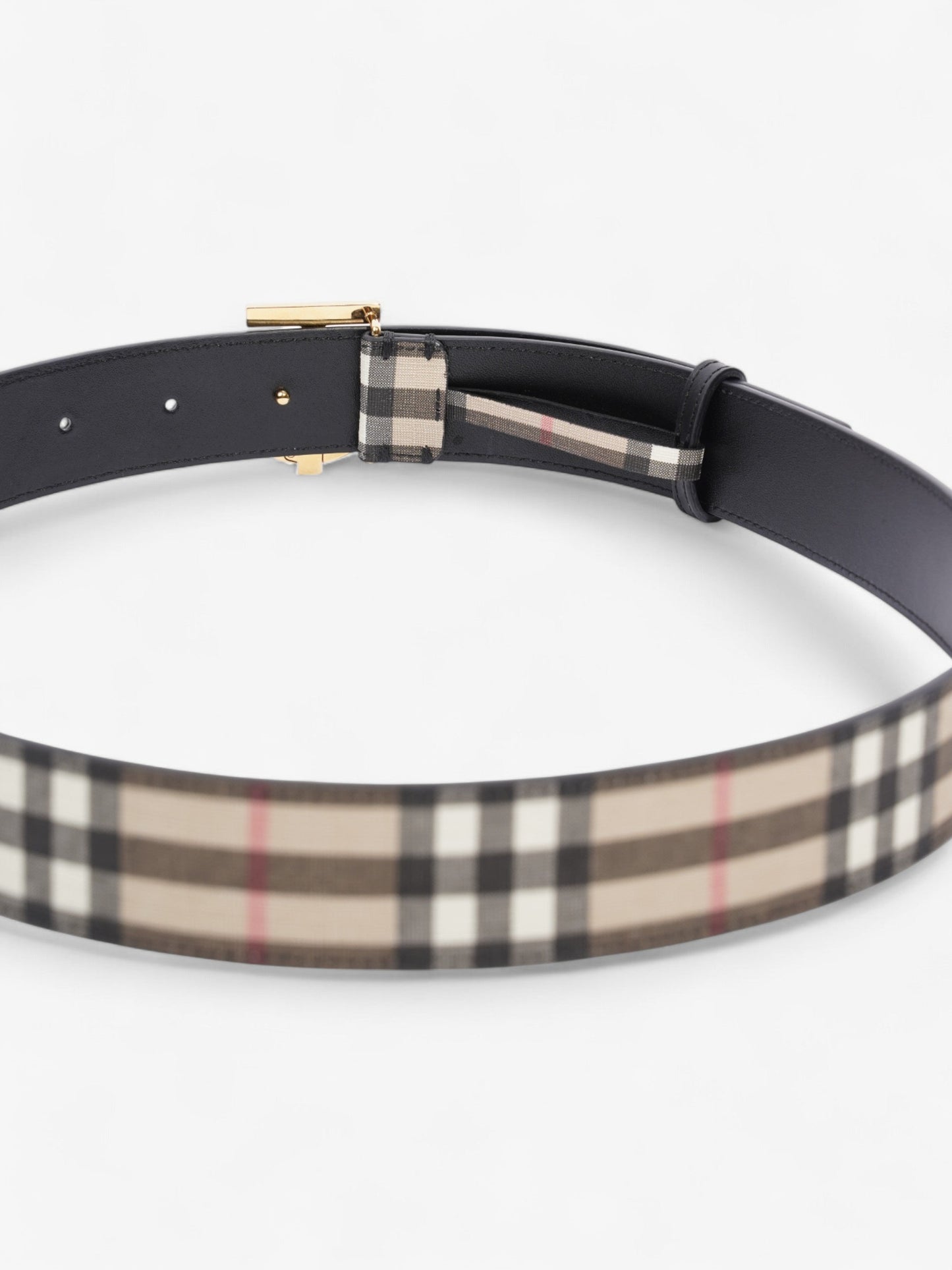 Burberry TB Belt Vintage Check / Light Gold Canvas Medium - 104cm