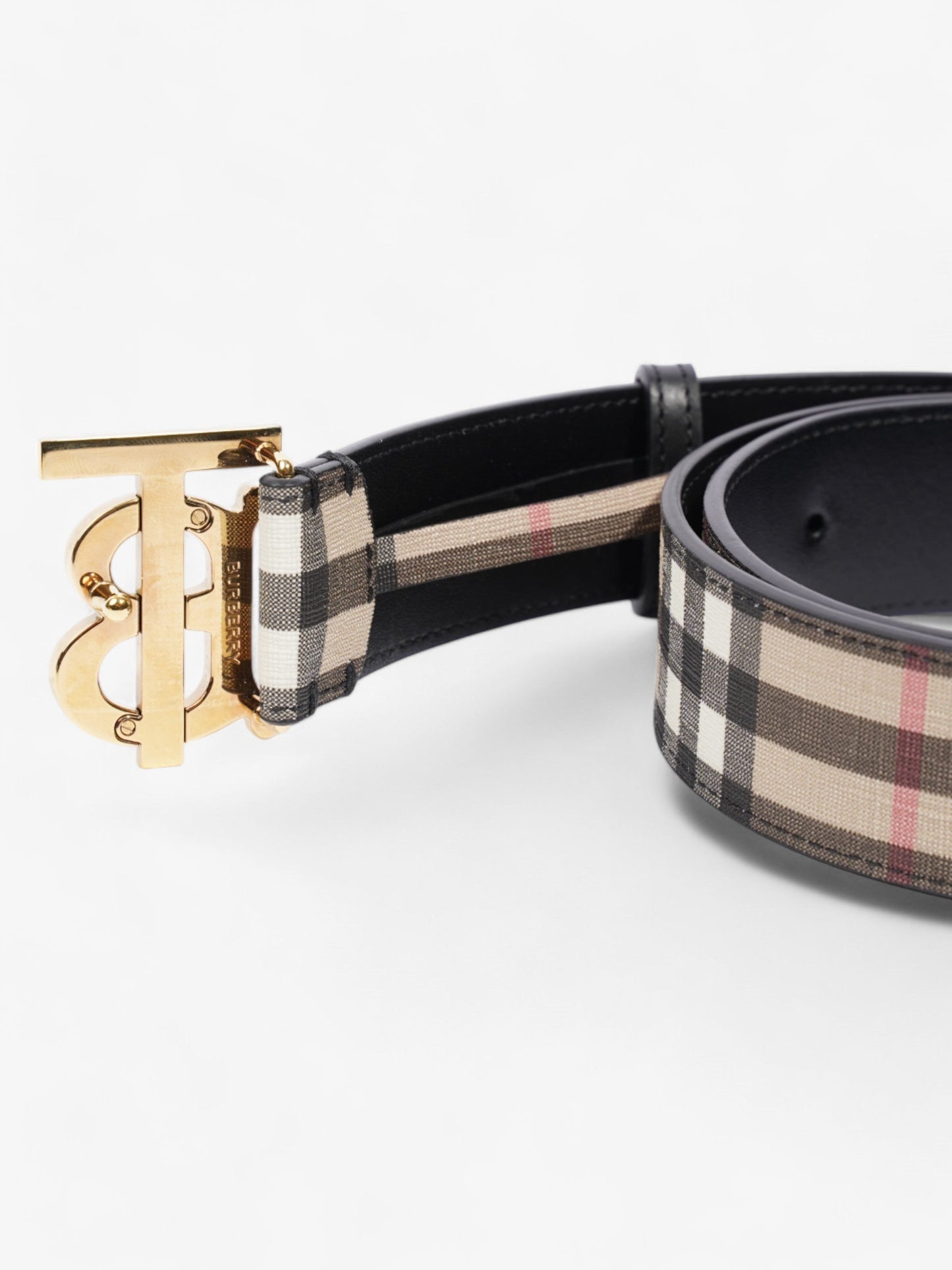Burberry TB Belt Vintage Check / Light Gold Canvas Medium - 104cm