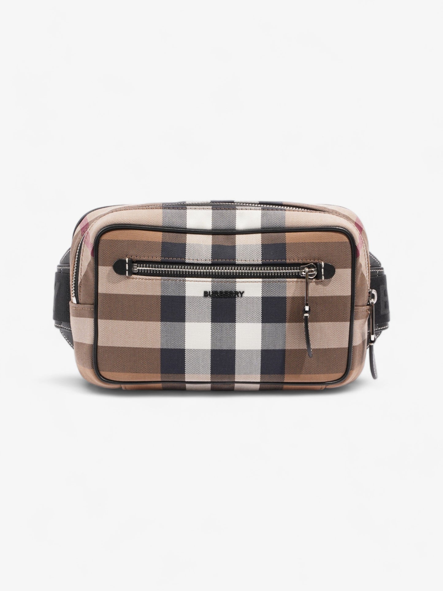 Burberry Double Zip Belt Bag Dark Birch Brown Cotton