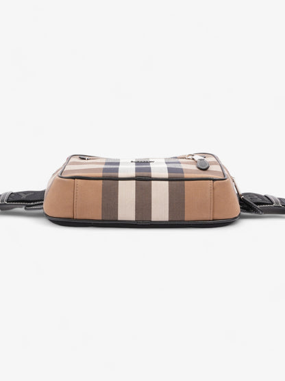 Burberry Double Zip Belt Bag Dark Birch Brown Cotton