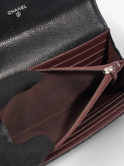 Chanel Classic Long Flap Wallet Black Caviar Leather