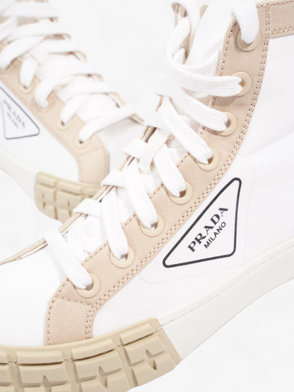 Prada Garbadine High Tops White / Beige Canvas EU 38 UK 5