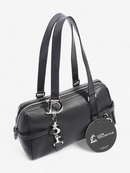 Christian Dior Logo Charms Boston Black Calfskin Leather