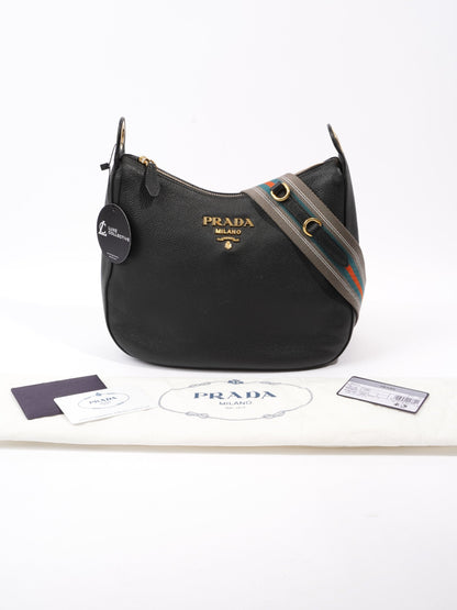 Prada Vitello Phenix Black Leather Medium