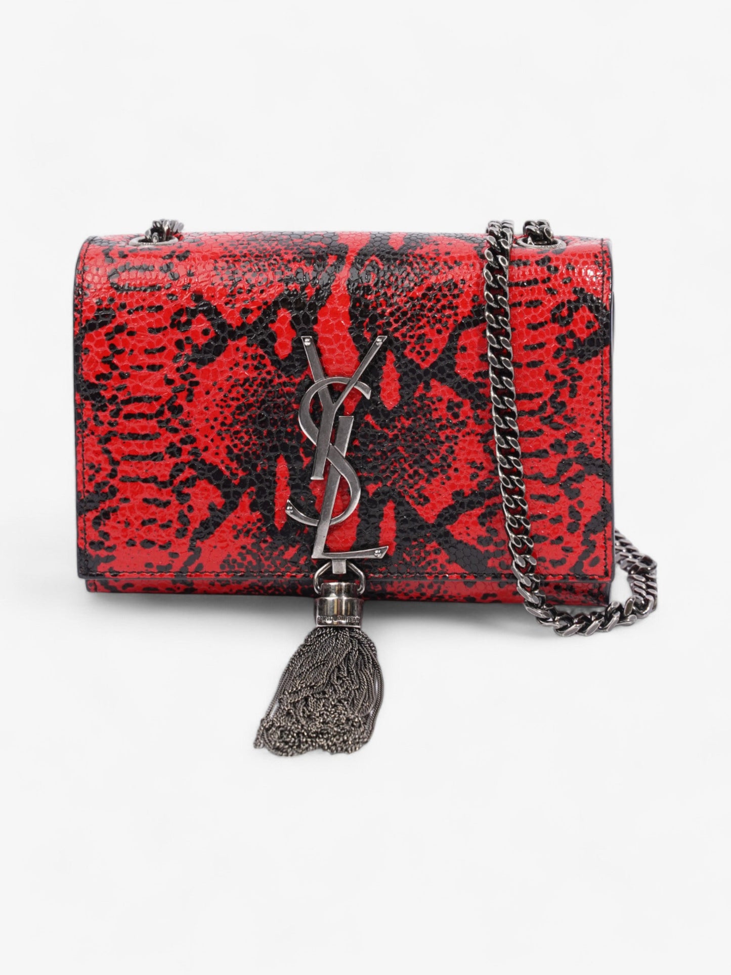 Saint Laurent Kate Tassel Red / Black Calfskin Leather Small