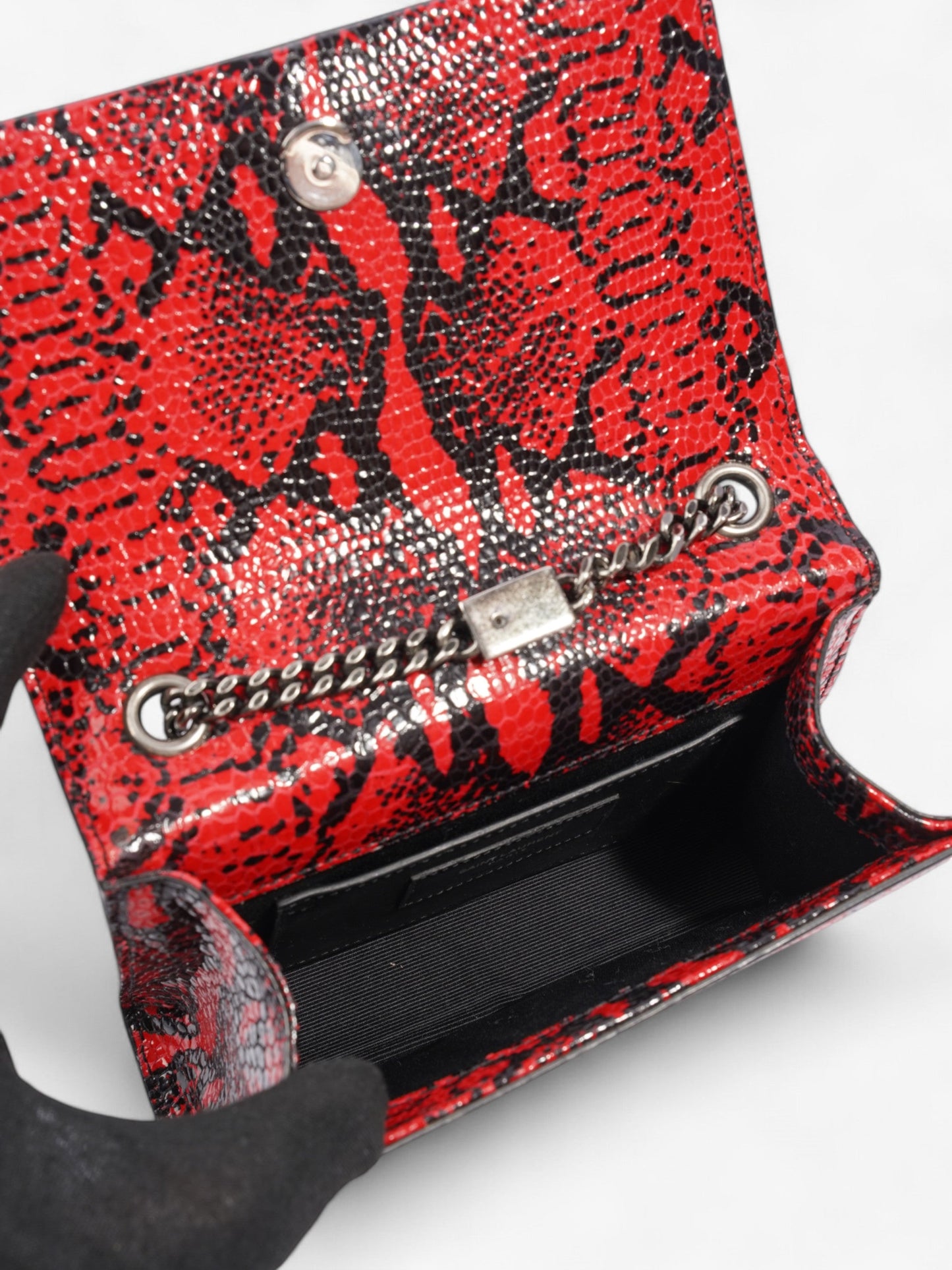 Saint Laurent Kate Tassel Red / Black Calfskin Leather Small