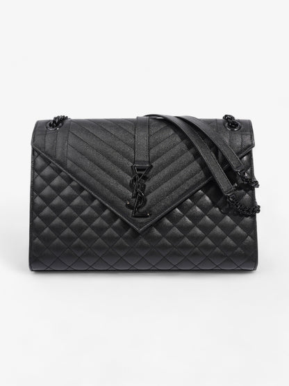 Saint Laurent Envelope Black Grained Leather Large