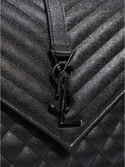 Saint Laurent Envelope Black Grained Leather Large