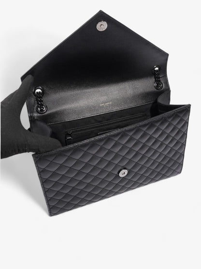 Saint Laurent Envelope Black Grained Leather Large