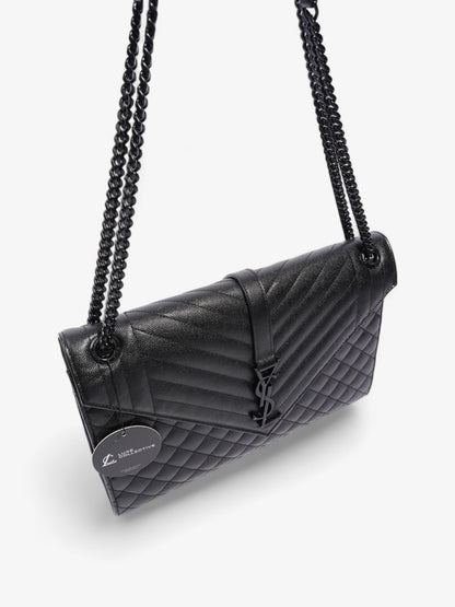 Saint Laurent Envelope Black Grained Leather Large