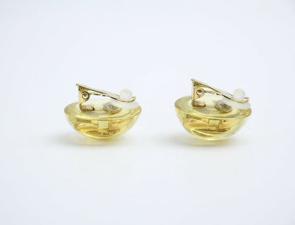 Chanel Vintage 1988 Gold-plated & Resin Round Clip-on earrings