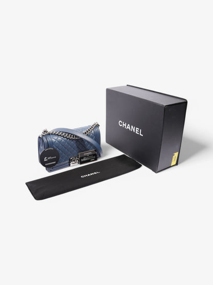 Chanel Boy Bag Blue Calfskin Leather Medium