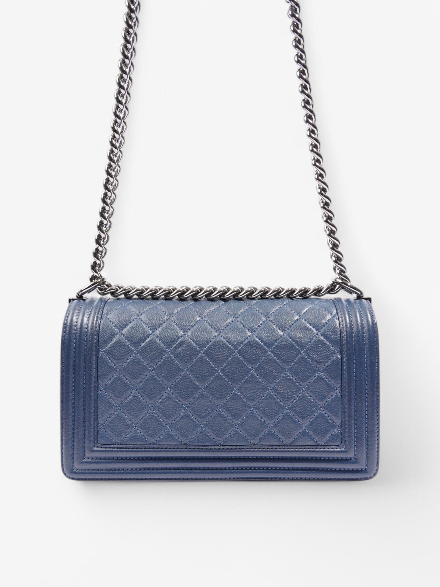 Chanel Boy Bag Blue Calfskin Leather Medium