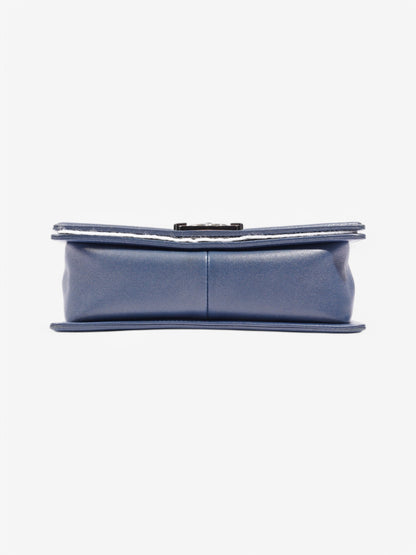 Chanel Boy Bag Blue Calfskin Leather Medium