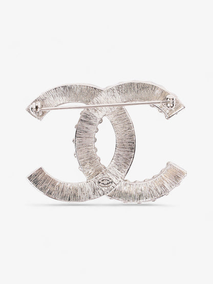 Chanel CC Brooch Silver Crystal