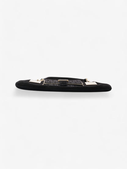 Fendi Zucchino Shoulder Bag Black / Light Gold Suede