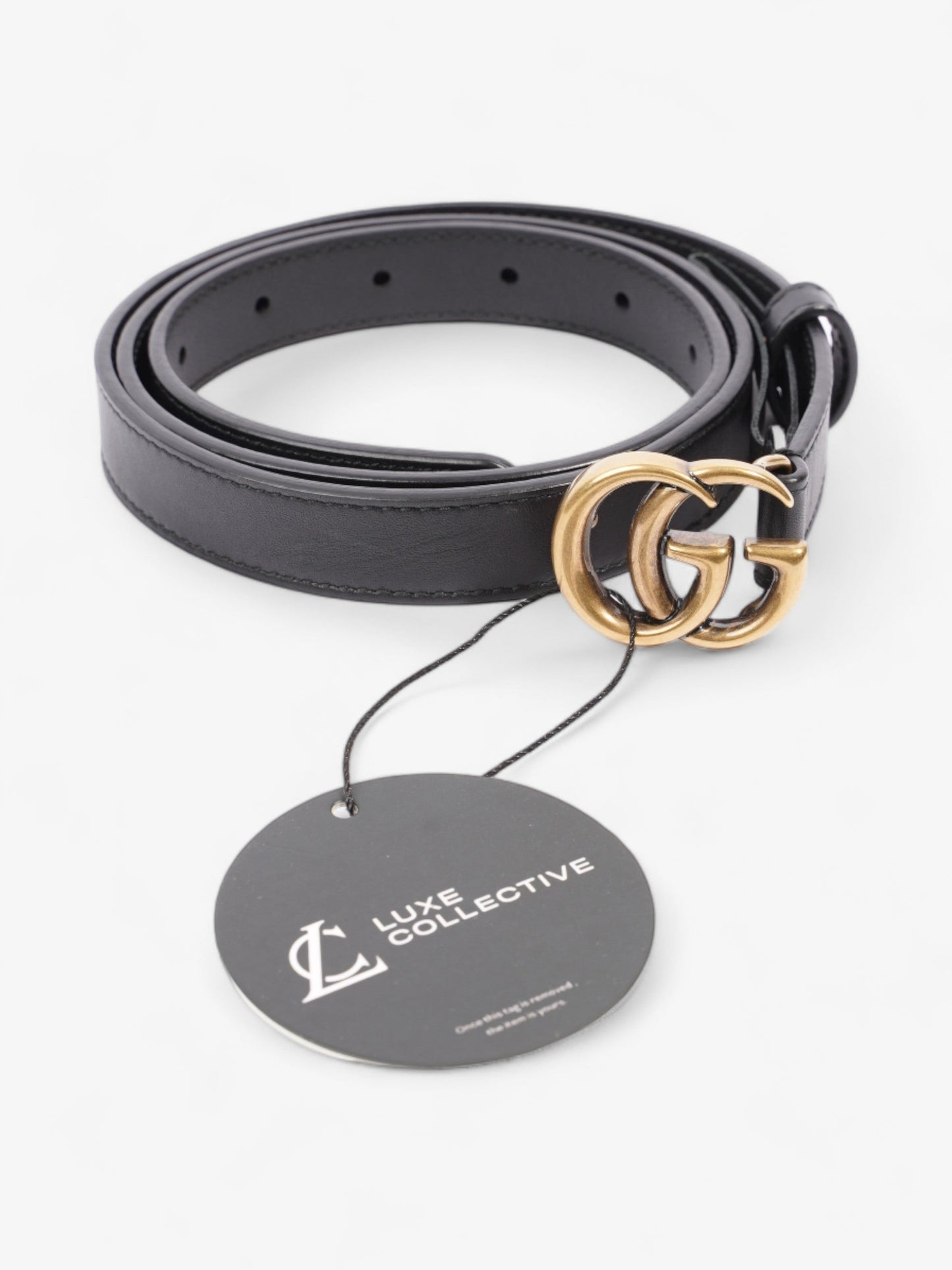 Gucci GG Marmont Thin Belt Black Leather 85cm 34"