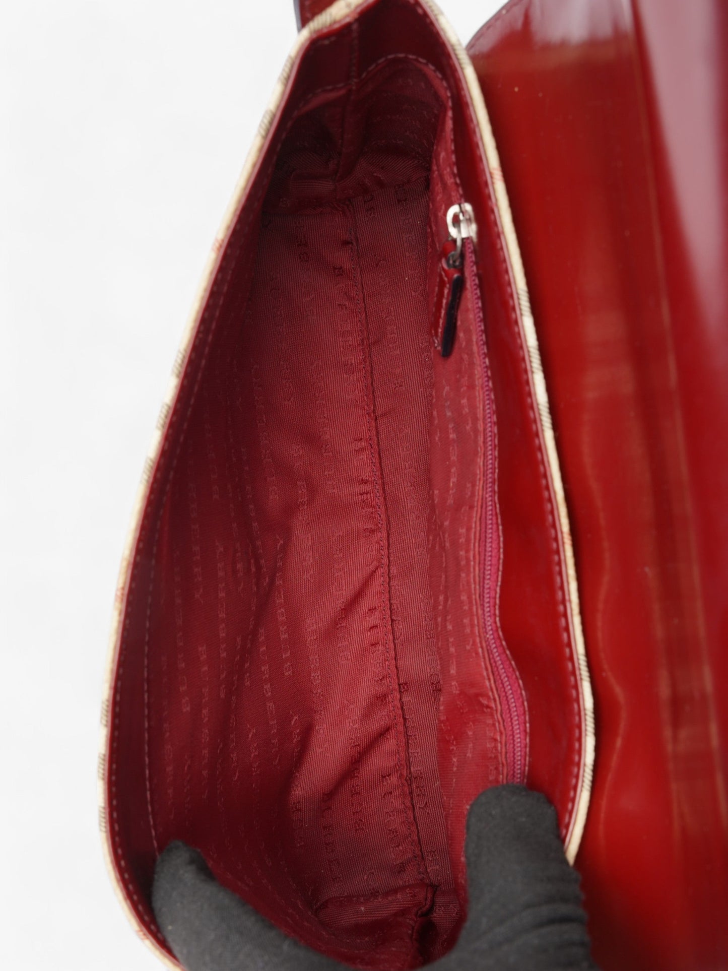 Burberry Nova Flap Pochette Beige / Red Canvas