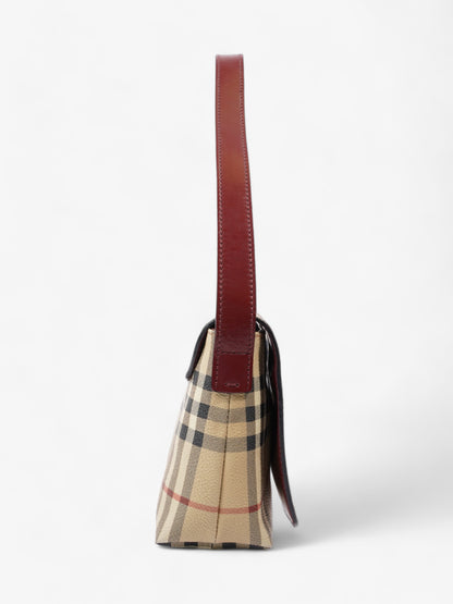 Burberry Nova Flap Pochette Beige / Red Canvas